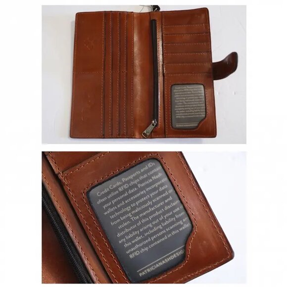 Patricia Nash Citrus Sunrise Leather Valentia Wallet Floral Brown Wristlet NEW - Picture 7 of 9